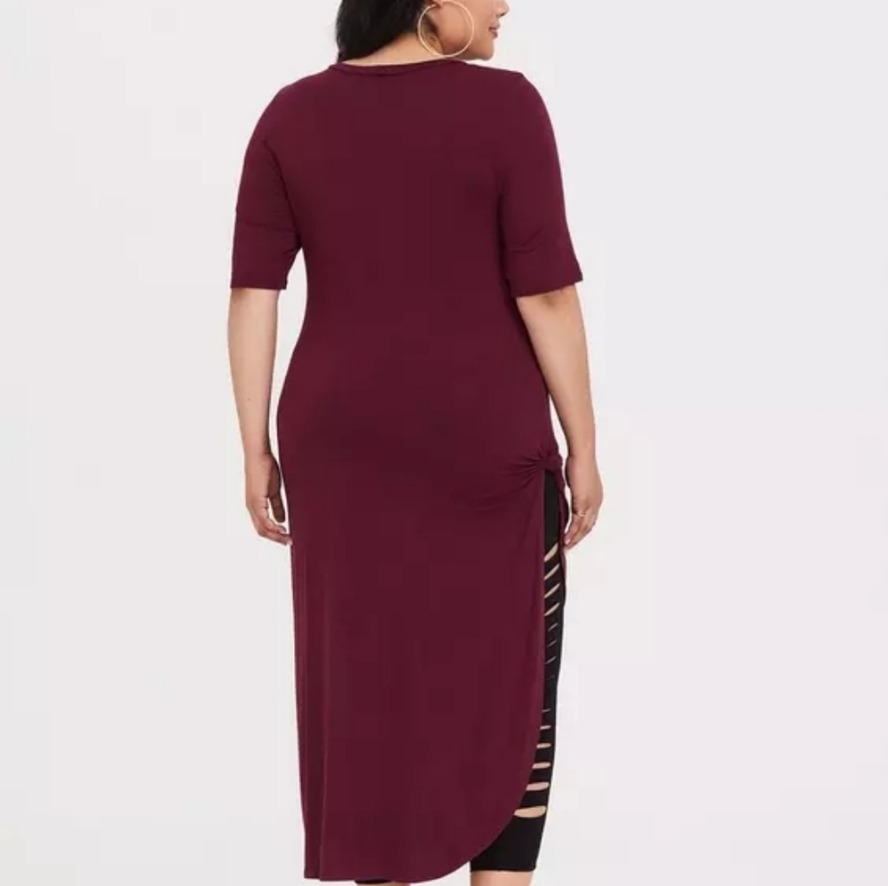 Torrid Super Soft Crew Knotted Asymmetrical Tunic Tee 00X - Picture 3 of 5